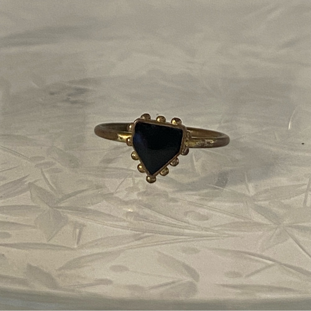 Madewell Black and Gold-Tone Shield Ring - Size 7